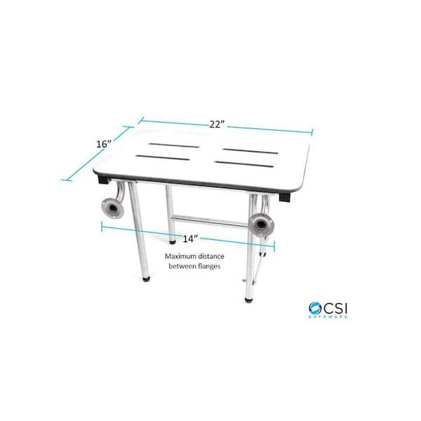 CSI Bathware Rectangular, Phenolic Slotted Folding Shower Seat