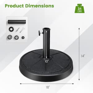 31 lbs. Round Weighted Patio Umbrella Base Heavy-Duty Table Market Stand Outdoor in Black