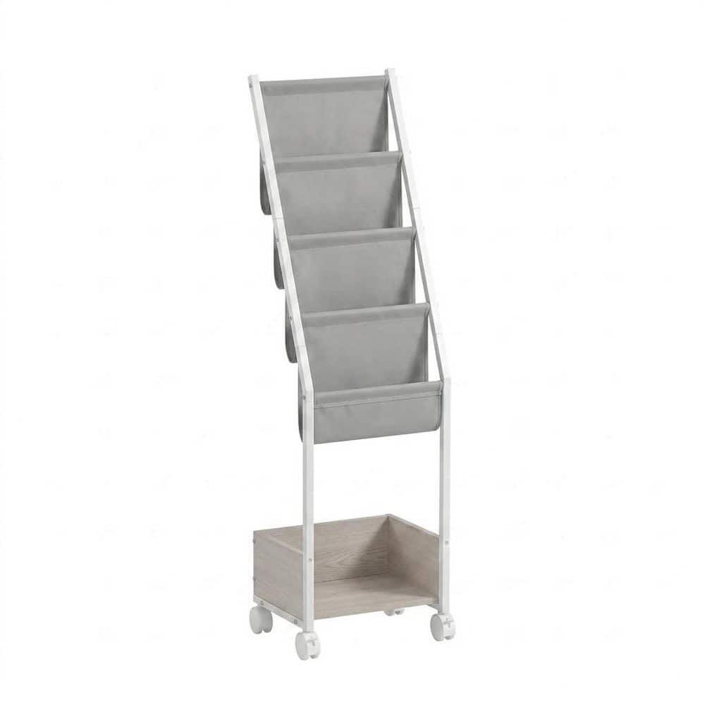 Staples Magazine Racks White 15.35 in. x 59.05 in. Metal Freestanding Magazine Rack, 4 Tier ...