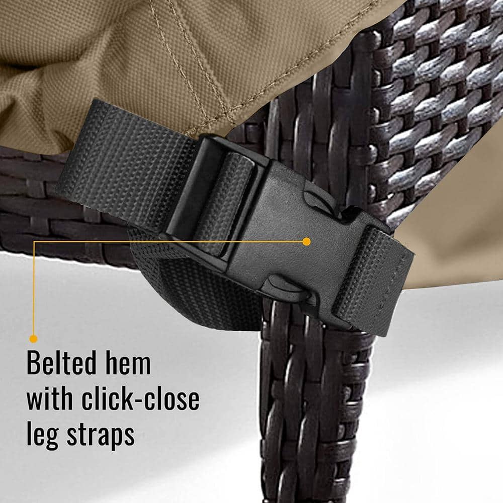 Heavy-Duty Brown PVC Patio Chair Cover with Hook and Loop Closure