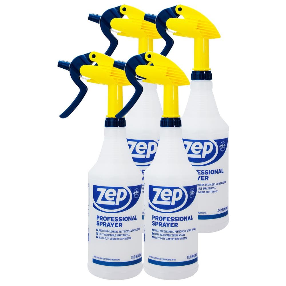 Zwipes 32 oz. Spray Bottles with Trigger Sprayer HDPE Plastic (4-Pack)