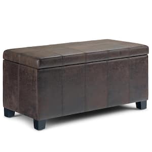 Dover 36 in. Distressed Brown Faux Air Leather Contemporary Storage Ottoman