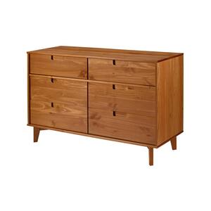 Sloane 6-Drawer Caramel Mid-Century Modern Solid Wood Dresser