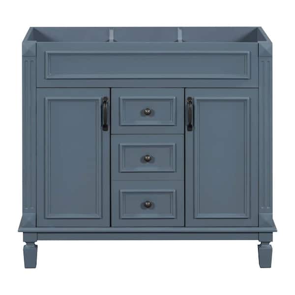 36 in. Bath Vanity Cabinet without Top with 2 Soft Closing Doors and 2 Drawers in Blue