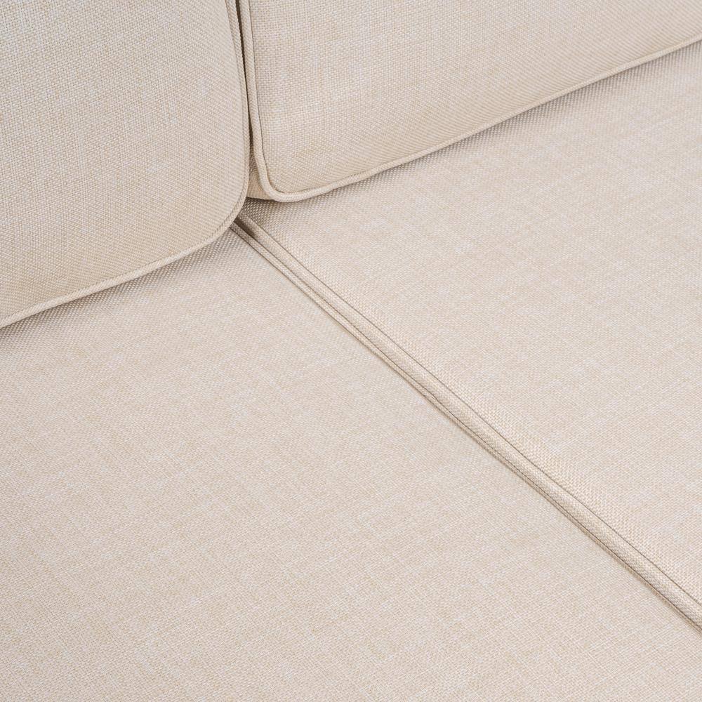 Gable Beige and Light Teak Roped Acacia Wood Outdoor Sofa with Cushions