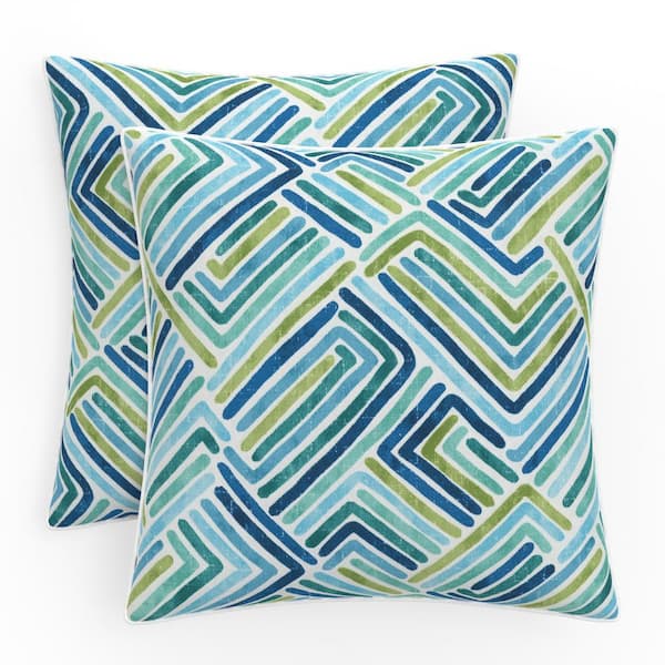 Geometric 16.5 in W x 5 in H Outdoor Accent Throw Pillows 2-Count in Estie Ocean