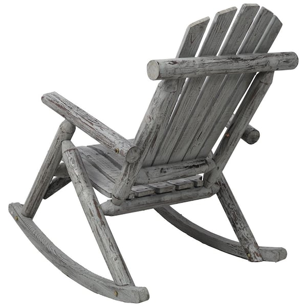 javaウッド Wood Outdoor Rocking Chair, Porch Rocker Chair in Light Gray