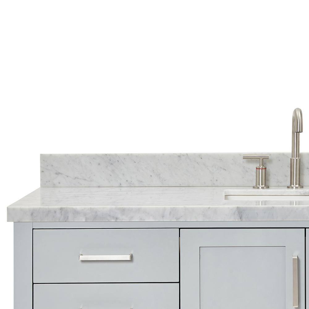 Magnolia 61" Gray Freestanding Double Basin Vanity with Carrara White Top