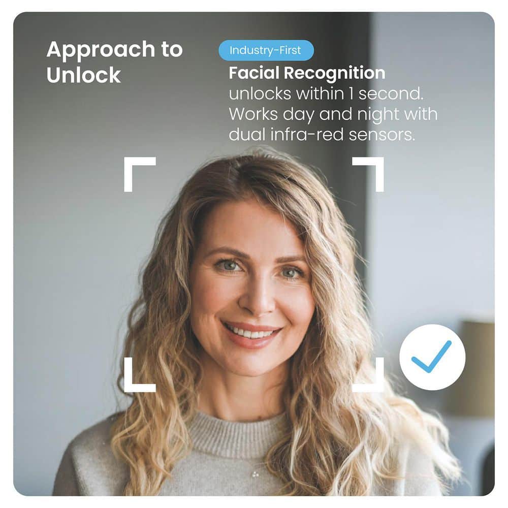 Satin Nickel Wi-Fi Smart Lock with Facial Recognition and Keypad