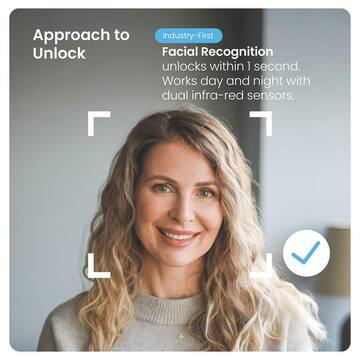 Lockly Visage Facial Recognition Zeno Satin Nickel Deadbolt Wifi Smart Lock, Home Key, Fingerprint, Keypad, Siri/Alexa/Google PGK728WRHKSN