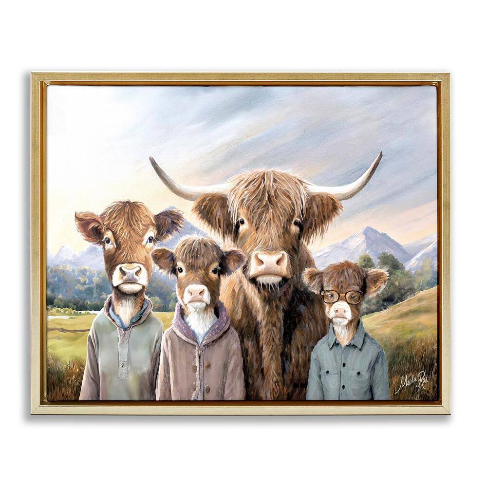 Cattle Family Portrait by Marla Rae Gold Floater Frame Animal Graphic Art Print 25 in. x 31 in. price history on PriceWatchPro