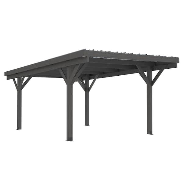 17 ft. x 12 ft. Wooden Gazebo Pavilion Carport, Freestanding Gazebos Pergola