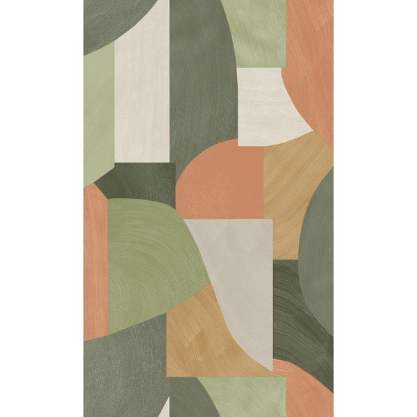 Walls Republic Khaki Brush Stroke Overlapping Geometric Shapes Non-Woven Paper Non-Pasted the Wall Double Roll Wallpaper