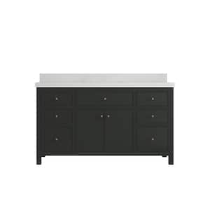 Sonoma 60 in. W x 22 in. D x 36 in. H Single Sink Bath Vanity in Black Top with 2" Carrara Marble Top