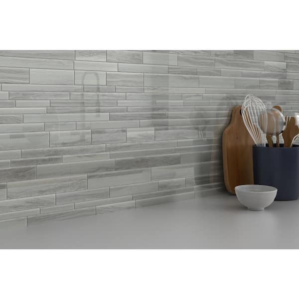 Zen Calm 5.91 in. x 23.54 in. x 6mm Glass Mesh-Mounted Mosaic Tile (0.97 sq. ft.)