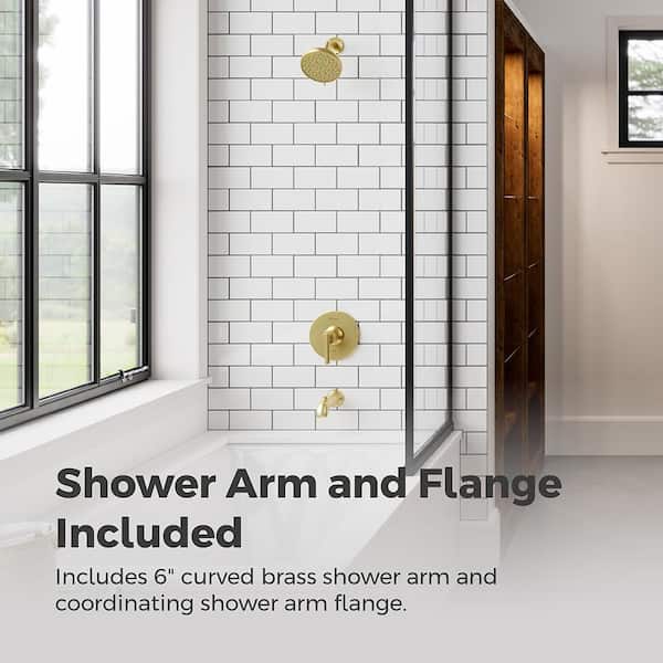 Capistrano Single Handle 6-Spray Wall Mount Tub and Shower Faucet 1.8 GPM 5.5 in. Brushed Gold [Valve Included]