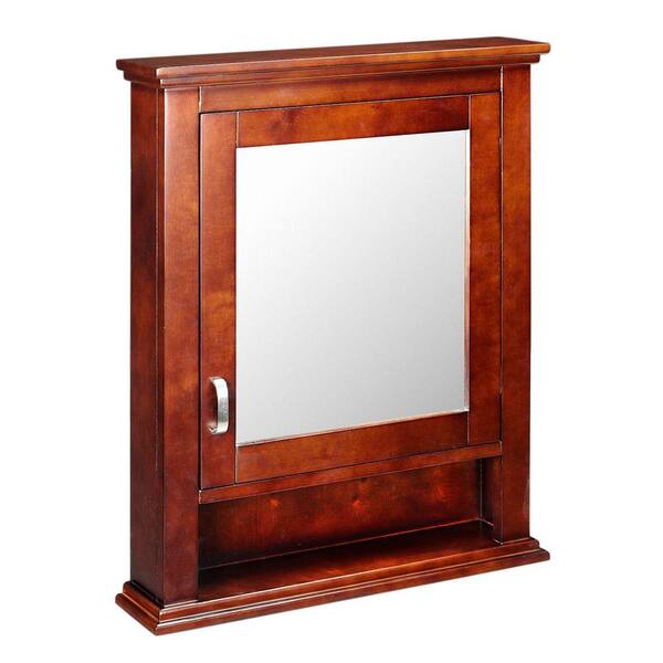 Home Decorators Collection Reed 22 in. W Mirrored Wall Cabinet in Dark Cherry