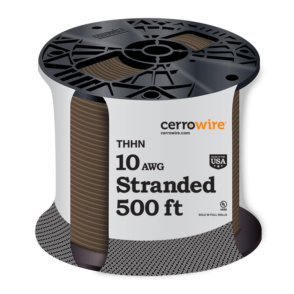 Cerrowire 500 ft. 10 Gauge Brown Stranded Copper THHN Wire