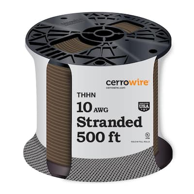 Cerrowire 500 ft. 10 Gauge Brown Stranded Copper THHN Wire