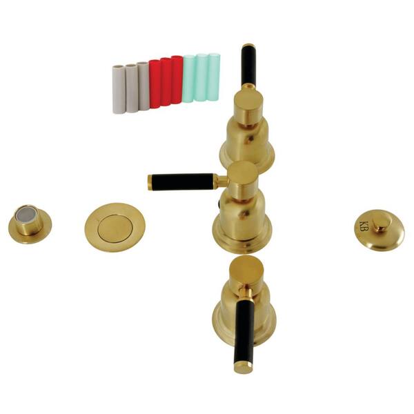 Kaiser 3-Handle Bidet Faucet with Brass Pop-Up in Brushed Brass
