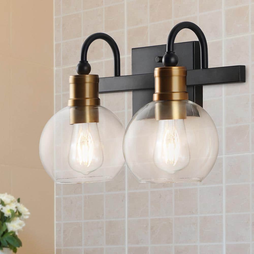 Marais 14.5" Black and Brass Iron Bathroom Vanity Light