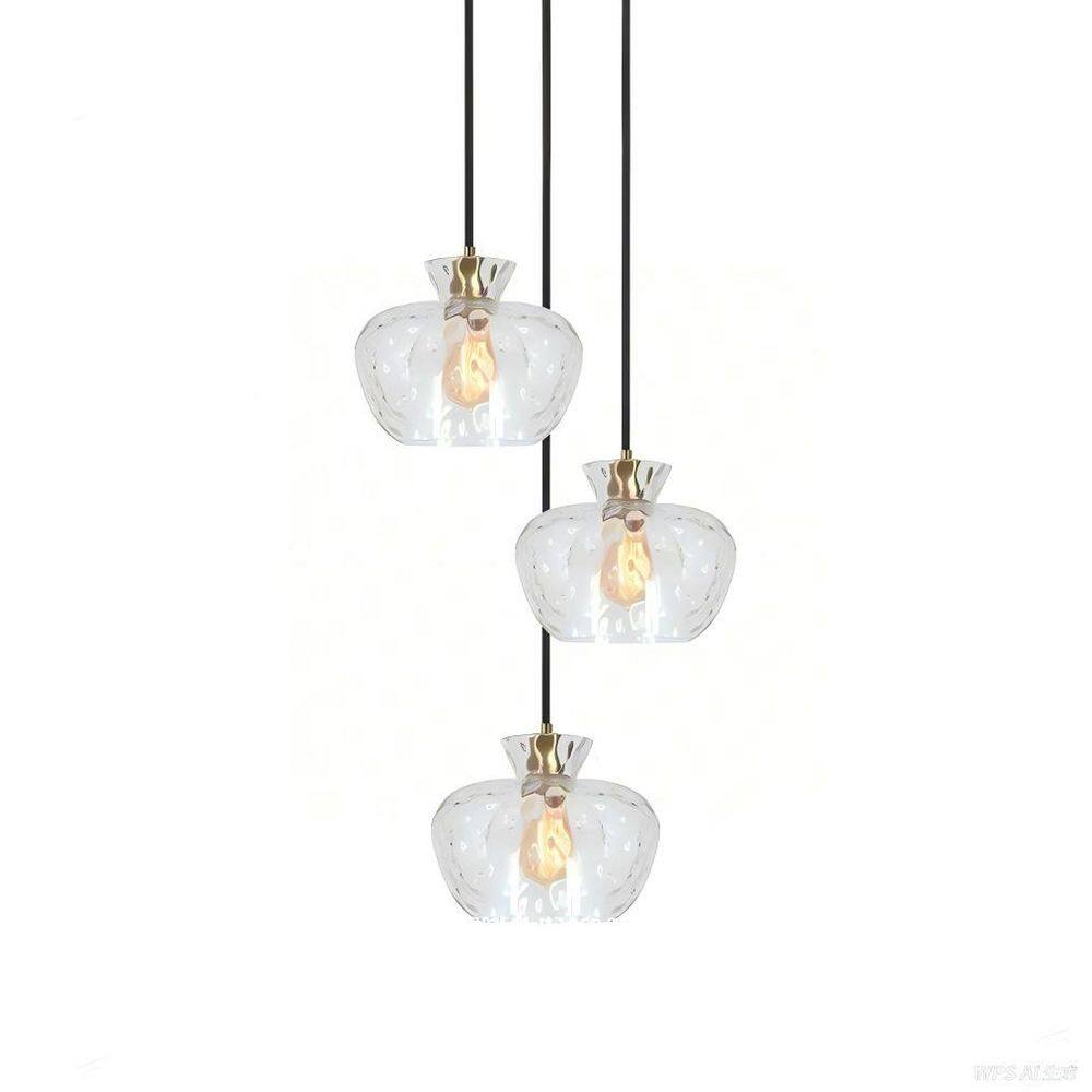 12.6 in. 3-Light Modern Black Kitchen Island Cluster Pendant Light with Water Ripple Glass shade for Kitchen Dining Room price history on PriceWatchPro