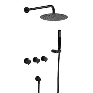1-Spray Patterns with 2.5GPM 10 in. Tub Wall Mount Dual Shower Heads in Spot Resist Matte Black