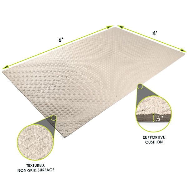 Exercise Puzzle Mat Beige 24 in. x 24 in. x 0.5 in. EVA Foam Interlocking Anti-Fatigue Tile Mat (24 sq. ft.) (6-Pack)