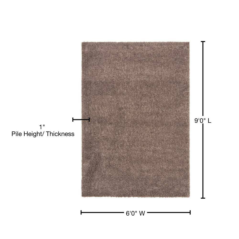 Taupe Easy-Care Synthetic 6' x 9' Rectangular Shag Rug