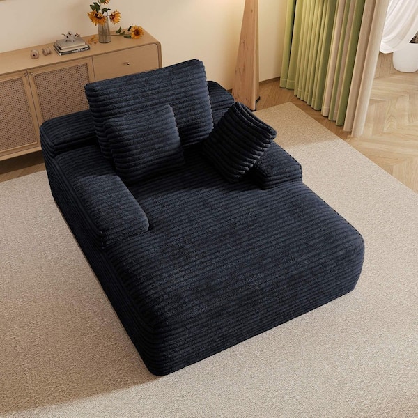 Black Corduroy Velvet Recliner Sofa for Apartments Living Rooms, 49.2 in. W (No Assembly)