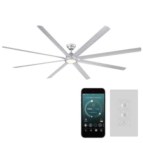 Hydra 120 in. LED Indoor/Outdoor Titanium Silver 8-Blade Smart Ceiling Fan with 3000K Light Kit and Wall Control