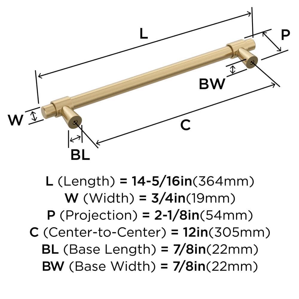 Champagne Bronze 12" Modern Appliance Pull with Mounting Hardware