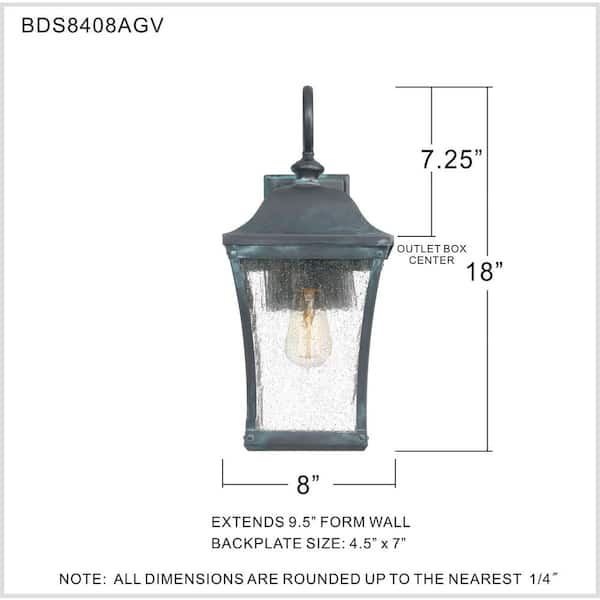 Quoizel Branson Aged Verde Traditional Seeded Glass Lantern Pendant Light