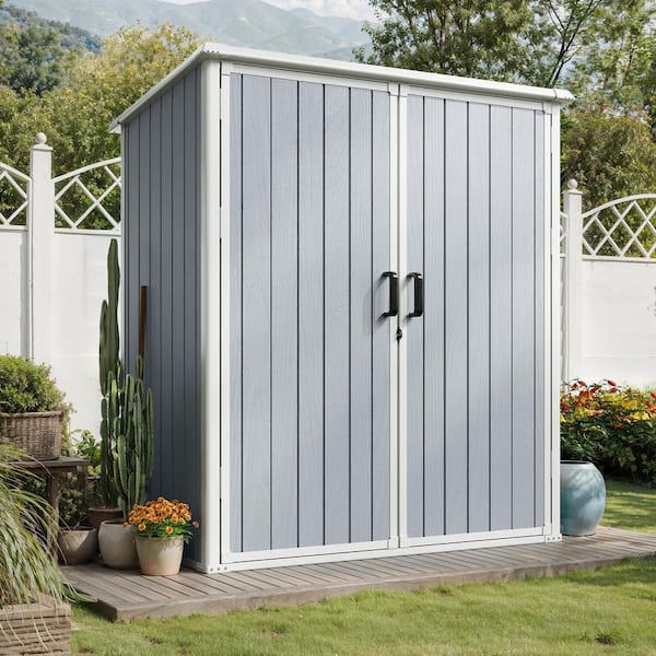 Sizzim 5 ft. W x 3 ft. D Outdoor Gray Resin Storage Shed with
