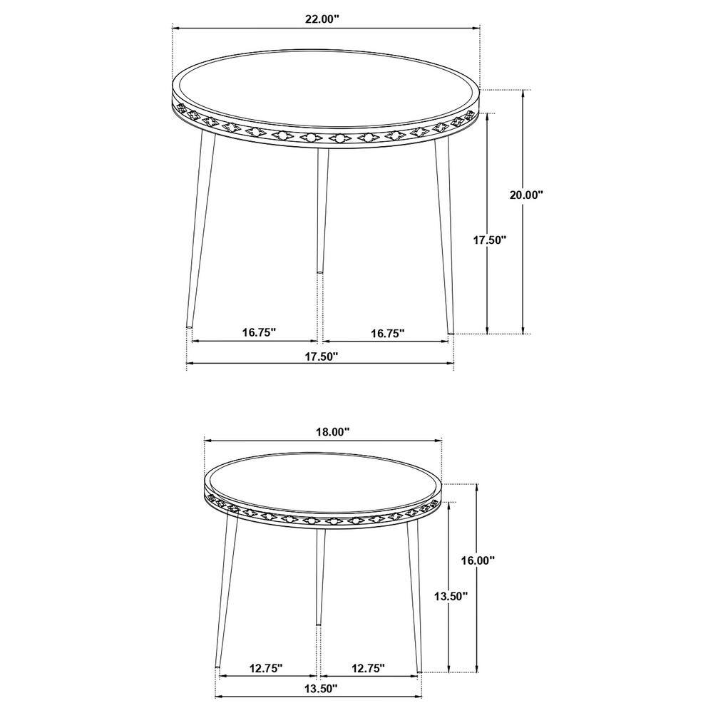 Ollie Round Brown Wood and Metal Nesting Tables