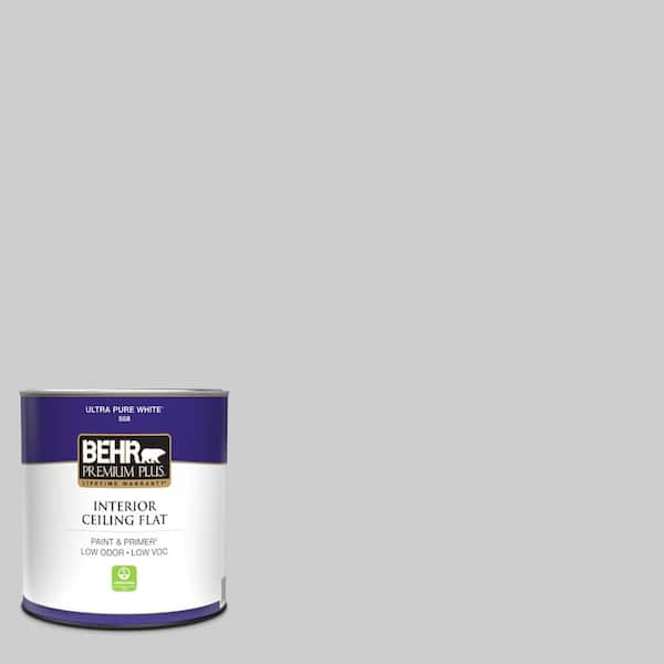 BEHR PREMIUM PLUS 1 qt. #770E-2 Silver Screen color Ceiling Flat Interior Paint