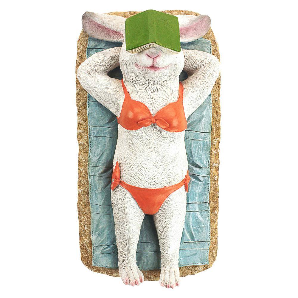 Hand-Painted Resin Beach Bunny Garden Statue