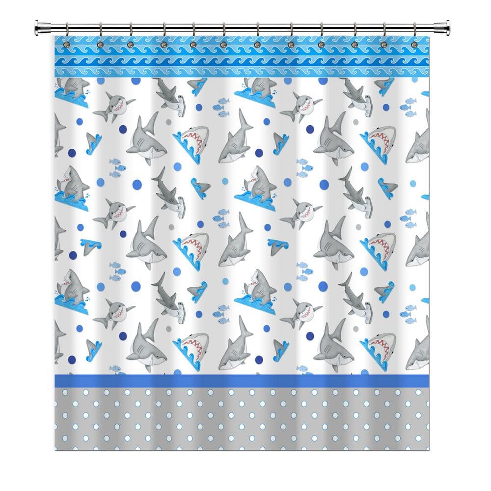 Fish'n Sharks 72 in. Mini Polka Dot Shower Curtain 70023 - The Home Depot