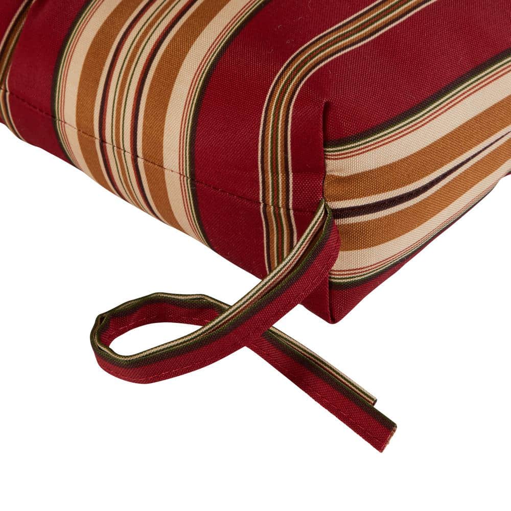 Roma Stripe Red and Beige Outdoor High Back Chair Cushion