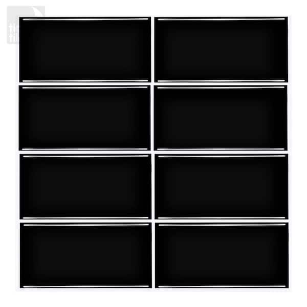 Tic Tac Tiles 10-sheets Straight Black 12 in. x 12 in. Peel and Stick Self-Adhesive Mosaic Wall Tile Backsplash 10 sq.ft. / pack