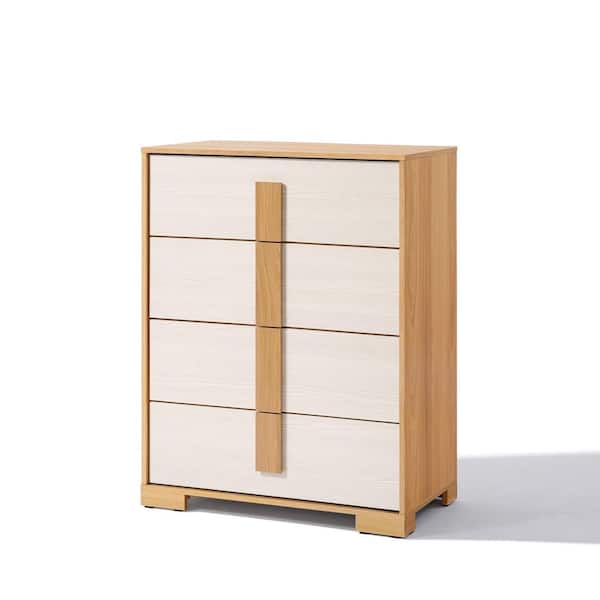 Brown and White 4-Drawer 28 in. Dresser