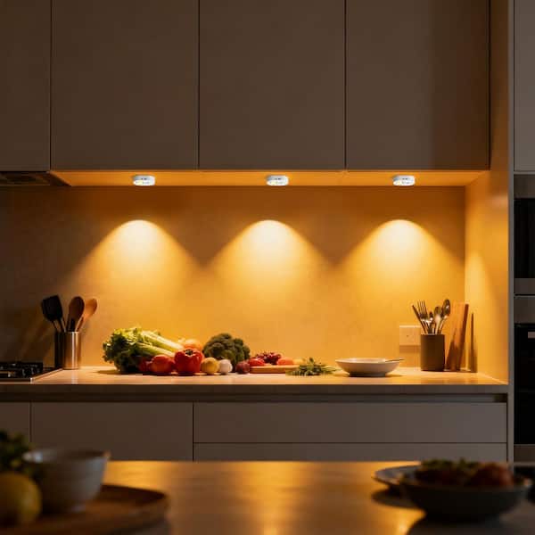 3-Pack White LED Under Cabinet Lighting for Kitchen, Motion Sensor Dimmable Under Counter Lights with Remote