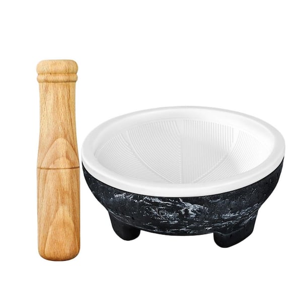 6.5 in. Lightweight Mortar and Pestle Set with Silicone Covers for Guacamole, Spice and Herb Grinding in Kitchen Use