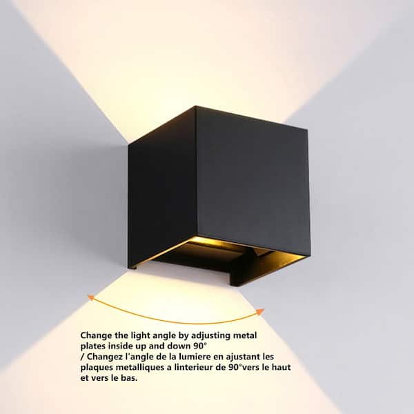 C Cattleya 4 in. 2-Light Matte Black Aluminum Cube LED Outdoor