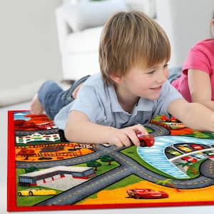 Cars Multi-Color 5 ft. x 7 ft. Indoor Juvenile Area Rug