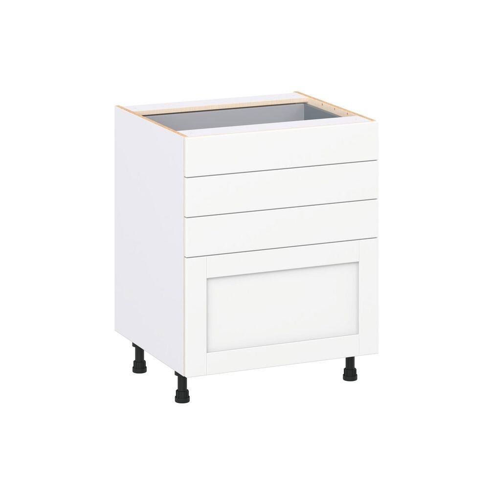 Milton 27 in. W x 24 in. D x 34.5 in. H Assembled Shaker Drawer Base Kitchen Cabinet in Bright White with 4 Drawers price history on PriceWatchPro