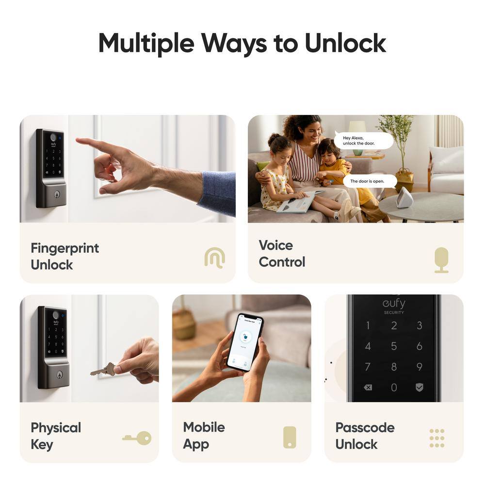 Black Electronic Wi-Fi Deadbolt with Touchscreen