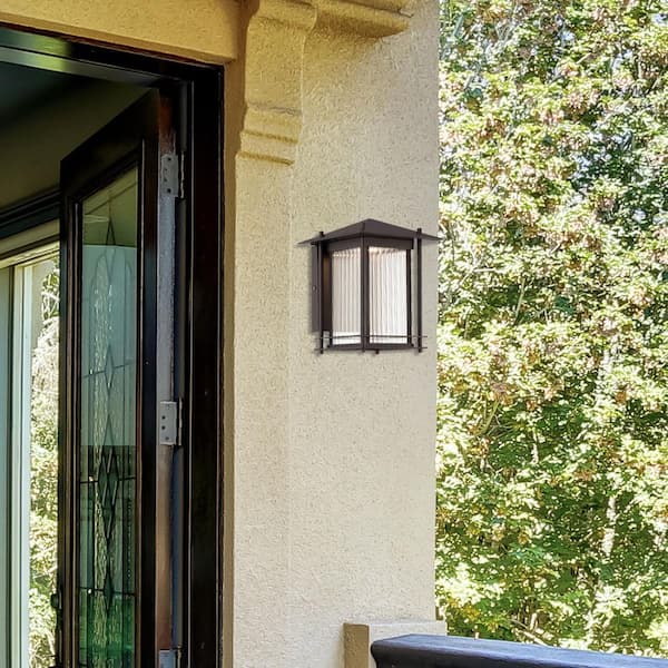 Hadley Burnished Bronze Outdoor Line Voltage Hardwired Porch Light Wall Sconce with Integrated LED