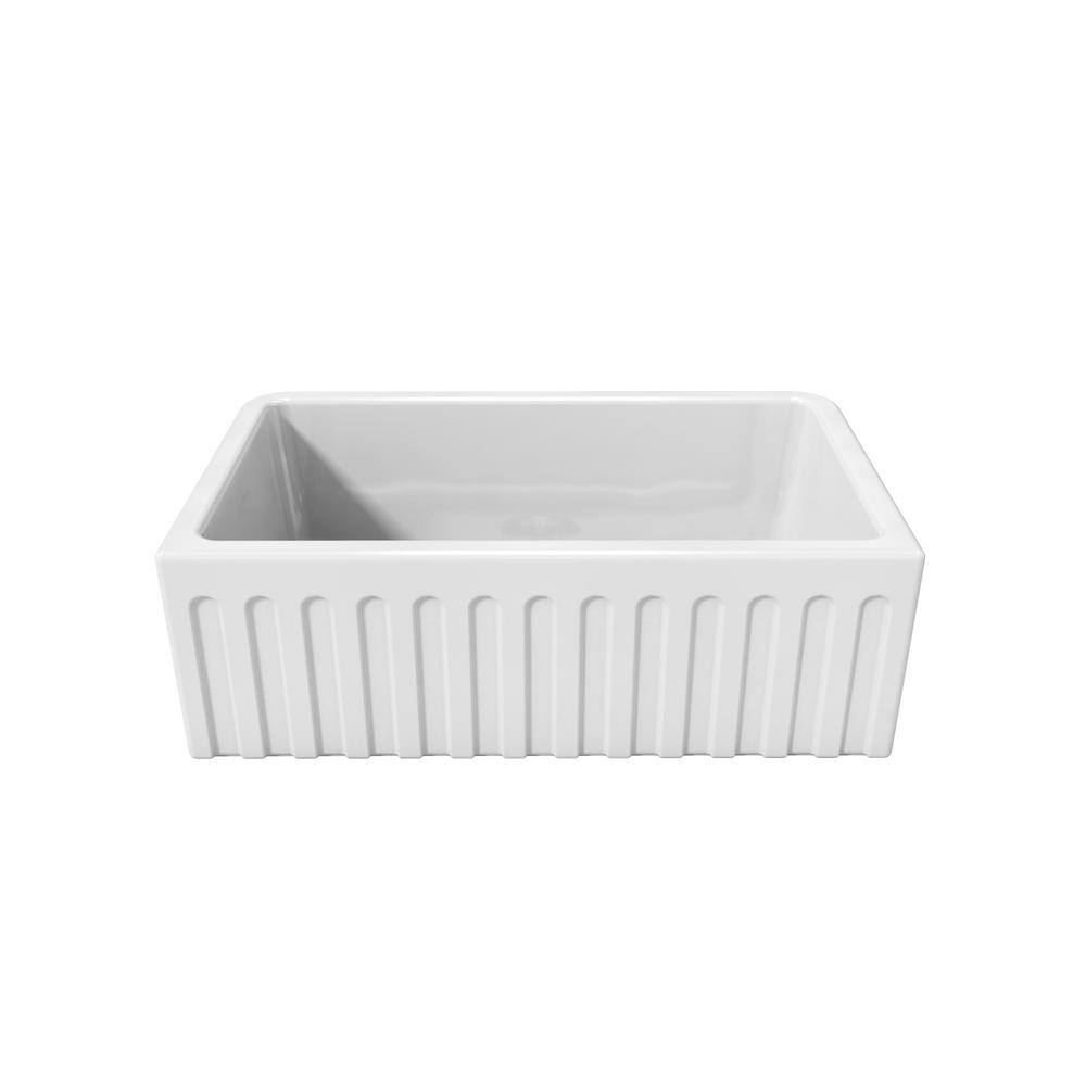 White 30-Inch Fireclay Farmhouse Single Basin Sink