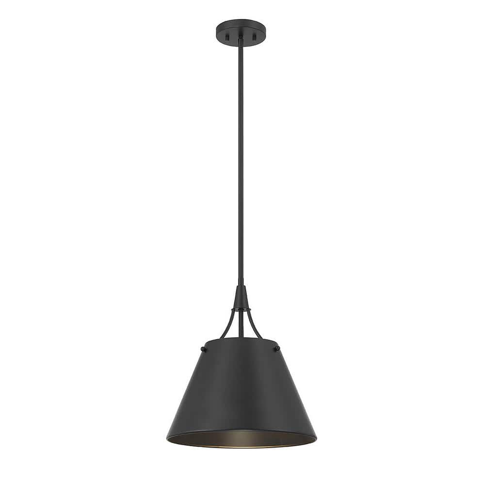 Willis 14 in. W x 15.50 in. H 1-Light Matte Black Standard Pendant Light with Metal Shade price history on PriceWatchPro